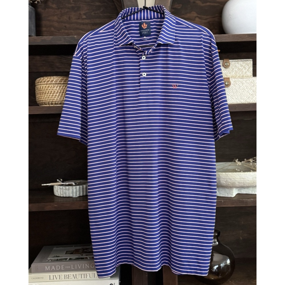 Donald Ross Men's XL Golf Polo Shirt Blue Striped Stretch Performance Activewear - Picture 2 of 7
